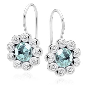 Cercei argint floare cu piatra bleu si tortita DiAmanti Z1420JR_AQ-DIA (Argint 925‰ 1,5 g.)